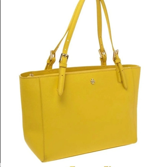 Tory Burch Sunny Yellow Saffiano Leather York Tote - Picture 2 of 11
